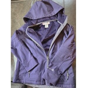 Free Country Womens Purple Softshell Jacket Faux Fur Lined Hooded Full Zip XL